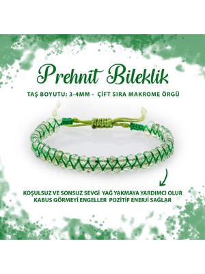 Deniz Doğal Taş Sertifikalı Prehnit 3-4mm Çift Sıra Doğal Taş Bileklik