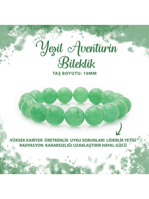Deniz Doğal Taş Sertifikalı Yeşil Aventurin 10MM Doğal Taş Bileklik