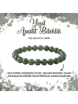 Deniz Doğal Taş Sertifikalı Yeşil Apatit 8mm Doğal Taş Bileklik