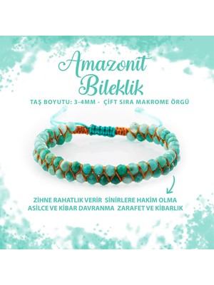 Deniz Doğal Taş Sertifikalı Amazonit 3-4mm Çift Sıra Doğal Taş Bileklik
