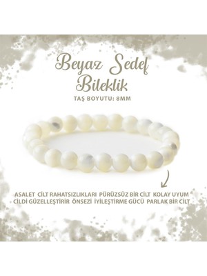 Deniz Doğal Taş Sertifikalı Sedef 8mm Doğal Taş Bileklik