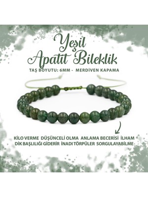 Deniz Doğal Taş Sertifikalı Yeşil Apatit 6mm Merdiven Kapama Doğal Taş Bileklik