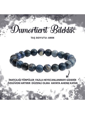 Deniz Doğal Taş Sertifikalı Dumortierit 8mm Doğal Taş Bileklik
