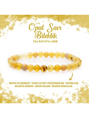 Deniz Doğal Taş Sertifikalı Opal Sarı 6mm Doğal Taş Bileklik