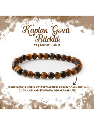 Deniz Doğal Taş Sertifikalı Kaplan Gözü 6mm Doğal Taş Bileklik