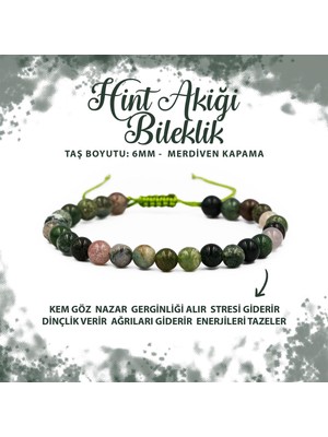 Deniz Doğal Taş Sertifikalı Hint Akiği 6mm Merdiven Kapama Doğal Taş Bileklik