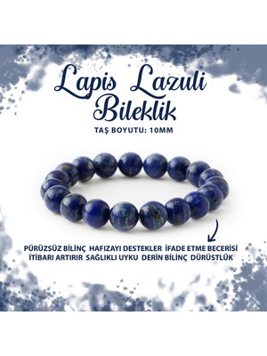 Deniz Doğal Taş Sertifikalı Lapis Lazuli 10MM Doğal Taş Bileklik