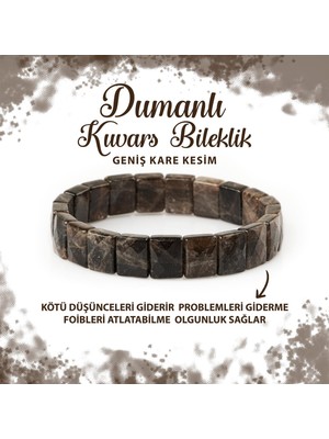 Deniz Doğal Taş Sertifikalı Dumanlı Kuvars Doğal Taş Kare Kesim Geniş Kesim Bileklik