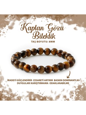 Deniz Doğal Taş Sertifikalı Kaplan Gözü 8mm Doğal Taş Bileklik
