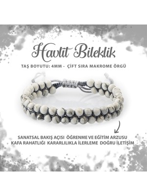 Deniz Doğal Taş Sertifikalı Havlit 4mm Çift Sıra Doğal Taş Bileklik