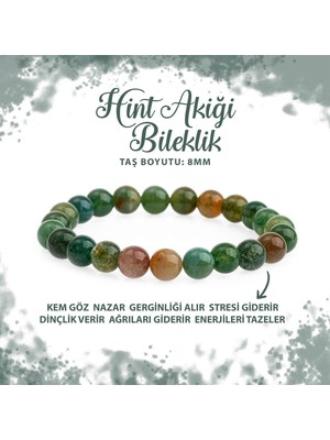 Deniz Doğal Taş Sertifikalı Hint Akiği 8mm Doğal Taş Bileklik