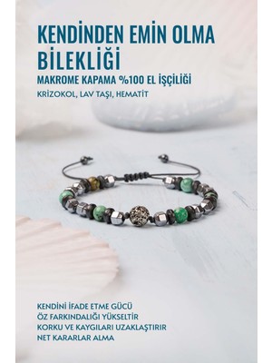 Deniz Doğal Taş Sertifikalı Kendinden Emin Olma Bilekliği Makrome Kapama El Yapımı