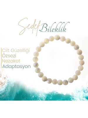 Deniz Doğal Taş Sertifikalı Sedef   ( Taşlar) Doğaltaş Bileklik 8 Mm, B966