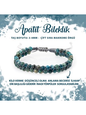 Deniz Doğal Taş Sertifikalı Mavi Apatit 3-4mm Çift Sıra Doğal Taş Bileklik