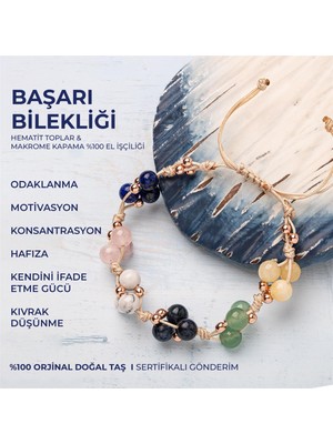 Deniz Doğal Taş Sertifikalı Başarı Bilekliği Lapis Lazuli, Sodalit, Yeşim, Aventurin Doğal Taşlı %100 El Işçiliği