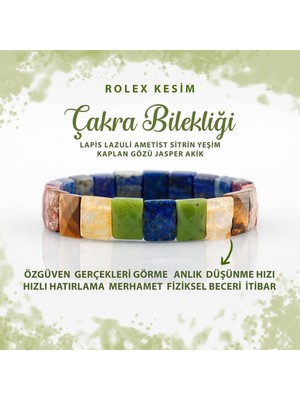 Deniz Doğal Taş Sertifikalı Çakra Doğal Taş Roleks Bileklik Lapis Ametist Sitrin Yeşim Kaplan Gözü Jasper Akik B008