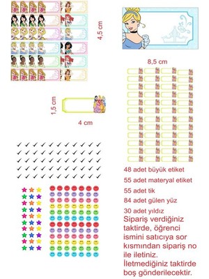EyER Shoping Pamuk Prenses Disney Prenses Kitap Defter Okul Etiketi 270 Adet Kesimli
