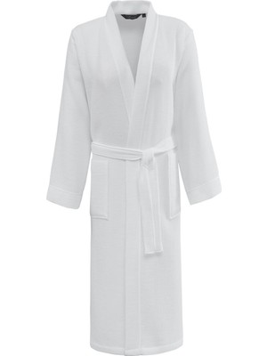 Soft Cotton Soft Pique Kimono Bornoz Beyaz L