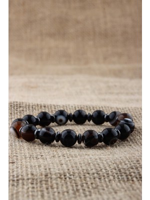 Sertifikalı Siyah Göz Akik Bileklik 8 mm