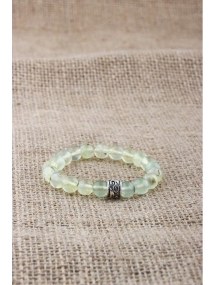 Sertifikalı Prehnit  Orjinal ( Taşlar) Doğaltaş Bileklik 8 mm