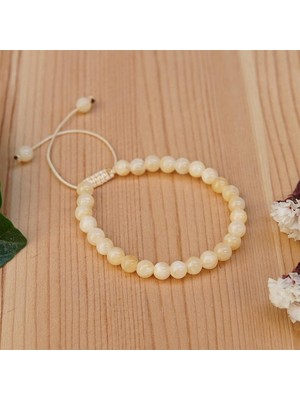 Deniz Doğal Taş Sertifikalı Sari Kalsit  Orjinal ( Taşlar) Doğaltaş Bileklik  - 4mm