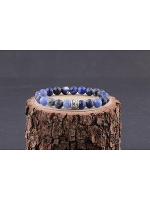 Deniz Doğal Taş Sertifikalı Sodalit  Orjinal ( Taşlar) Doğaltaş Bileklik 8 mm - B511