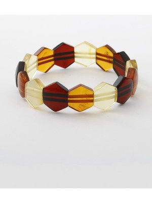 Deniz Doğal Taş Sertifikalı Kehribar  Orjinal ( Taşlar) Doğaltaş Geniş Kesim Bileklik B964