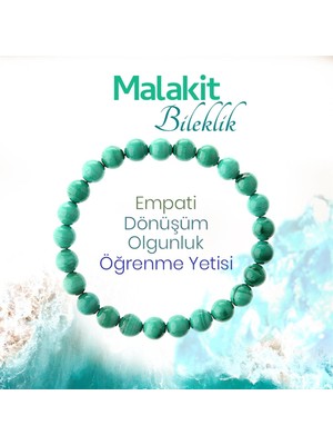 Sertifikalı Malakit  Orjinal ( Taşlar) Doğaltaş Bileklik 8 Mm, B989