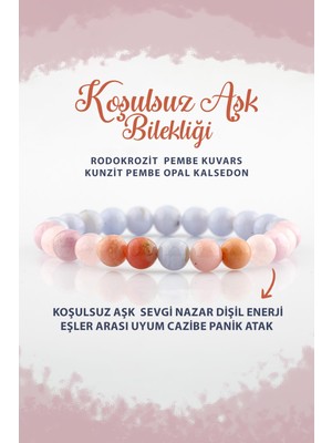 Deniz Doğal Taş Koşulsuz Aşk Doğal Taş Bileklik Rodokrozit Pembe Kuvars Kunzit Pembe Opal Kalsedon Aparat B005