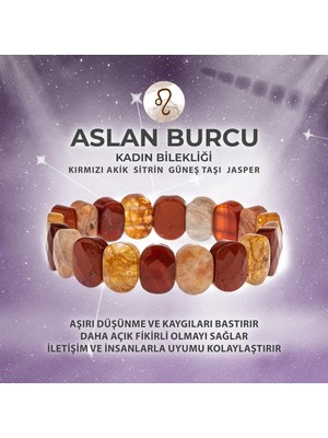 Deniz Doğal Taş Sertifikalı Aslan Burcu Doğal Taş Geniş Kesim Kadın Bileklik