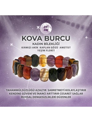 Deniz Doğal Taş Sertifikalı Kova Burcu Doğal Taş Geniş Kesim Kadın Bileklik
