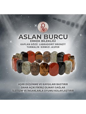 Deniz Doğal Taş Sertifikalı Aslan Burcu Doğal Taş Geniş Kesim Erkek Bileklik