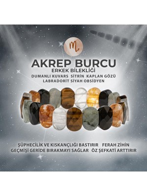 Sertifikalı Akrep Burcu Doğal Taş Geniş Kesim Erkek Bileklik