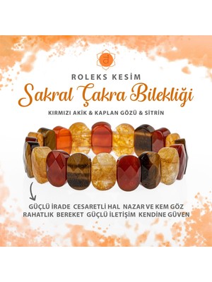 Deniz Doğal Taş Sertifikalı Sakral Çakra Doğal Taş Geniş Kesim Bileklik
