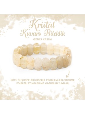 Deniz Doğal Taş Sertifikalı Kristal Kuvars Doğal Taş Geniş Kesim Bileklik