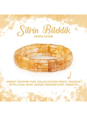 Deniz Doğal Taş Sertifikalı Sitrin Doğal Taş Balık Sırtı Geniş Kesim Bileklik