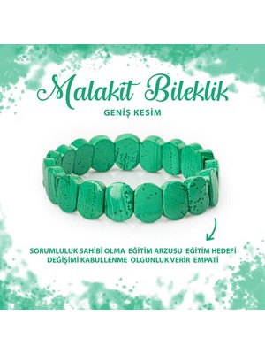 Deniz Doğal Taş Sertifikalı Malakit Doğal Taş Geniş Kesim Bileklik