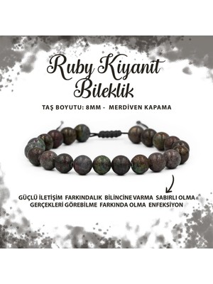 Sertifikalı Ruby Kyanit 8mm Merdiven Kapama Doğal Taş Bileklik