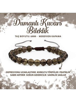 Sertifikalı Dumanlı Kuvars 6mm Merdiven Kapama Doğal Taş Bileklik