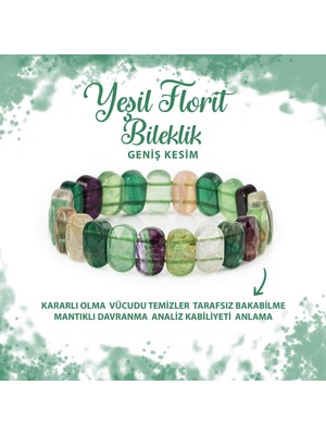 Deniz Doğal Taş Sertifikalı Yeşil Florit Doğal Taş Geniş Kesim Bileklik