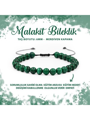 Sertifikalı Malakit 6mm Merdiven Kapama Doğal Taş Bileklik