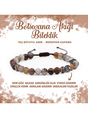 Deniz Doğal Taş Sertifikalı Botswana Akiği 6mm Merdiven Kapama Doğal Taş Bileklik