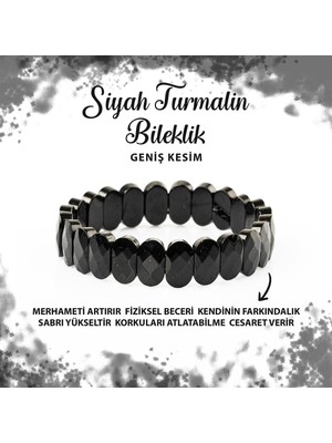 Deniz Doğal Taş Sertifikalı Siyah Turmalin Doğal Taş Geniş Kesim Bileklik