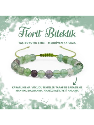 Sertifikalı Yeşil Florit 8mm Merdiven Kapama Doğal Taş Bileklik