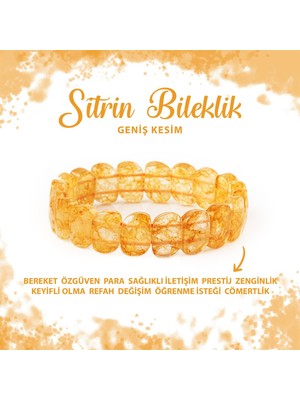 Sertifikalı Sitrin Doğal Taş Özel Kesim Geniş Kesim Bileklik