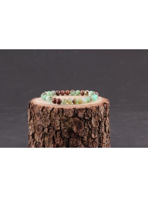 Deniz Doğal Taş Sertifikalı Krizopras  Orjinal ( Taşlar) Doğaltaş Bileklik 6 mm - B831