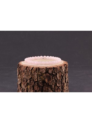 Deniz Doğal Taş Sertifikalı Pembe Kuvars  Orjinal ( Taşlar) Doğaltaş Bileklik 6 mm - B840