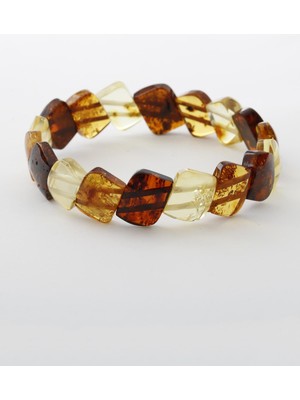 Deniz Doğal Taş Sertifikalı Kehribar  Orjinal ( Taşlar) Doğaltaş Geniş Kesim Bileklik B963