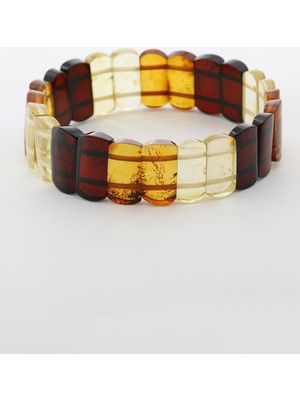 Deniz Doğal Taş Sertifikalı Kehribar  Orjinal ( Taşlar) Doğaltaş Geniş Kesim Bileklik B962