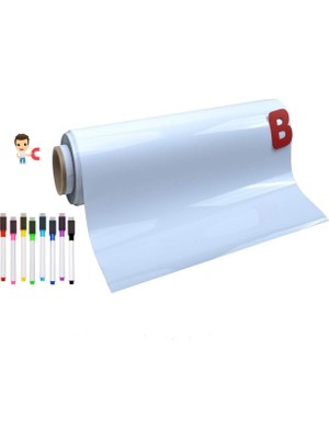 Hdg Yapışkanlı Mıknatıs Tutan Manyetik Beyaz Not Panosu Silinebilir Duvar Mesaj Tablosu +4 Kalem